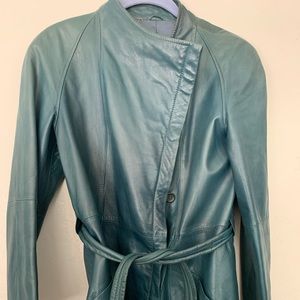 Vintage leather jacket teal